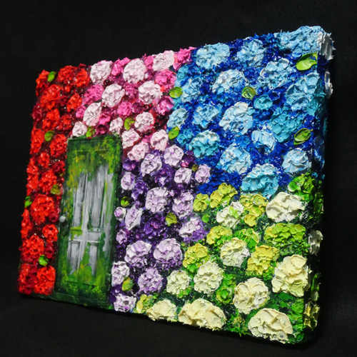 油絵 油彩 油彩画 絵 絵画 【扉の先の紫陽花の階段】 絵画 HR 通販