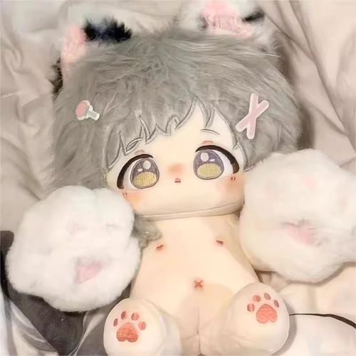 20cmぬいぐるみ 着せ替えぬいぐるみ きよ 灰色髪黄昏色目 耳付き 骨格