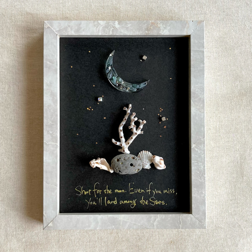 水の中の月✴︎シーグラスアート 壁掛けタイプ その他アート Gracias