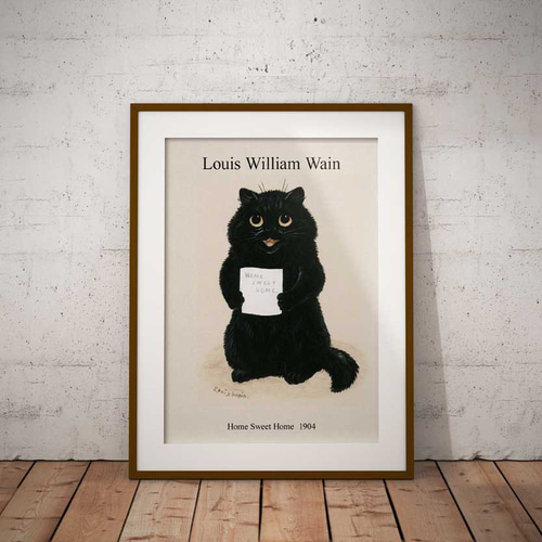 黒ねこ、アートポスター、ルイス・ウェイン、猫好きの方のインテリア