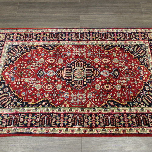 ヴィンテージ ペルシャ絨毯 クム産 オールド手織り絨毯 クムウール