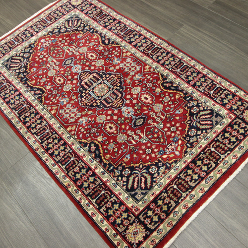 ヴィンテージ ペルシャ絨毯 クム産 オールド手織り絨毯 クムウール