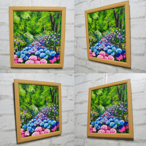 油絵 油彩 油彩画 絵 絵画【紫陽花の階段】 絵画 HR 通販 17813993