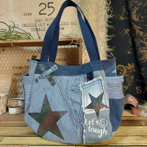 サイドポケットデニムバック No.505 ～ デニムリメイク ショルダー