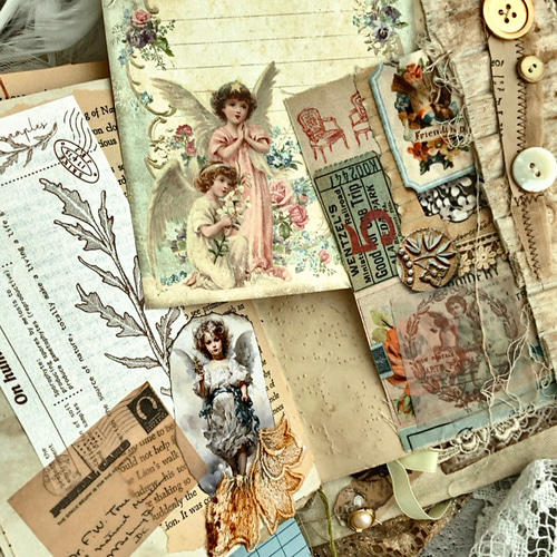 感謝セール』アンティーク調/レースたっぷりジャンクジャーナル雑記帳