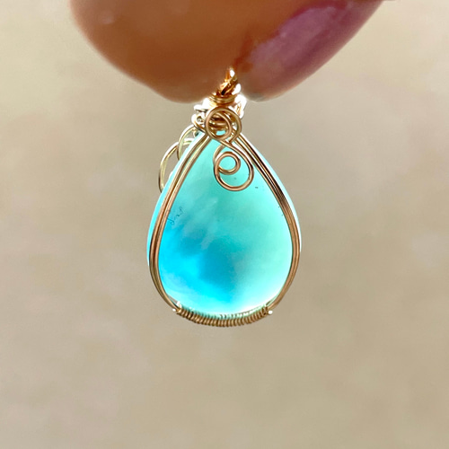 ラリマー ペンダントトップ ( 天然石 天然石アクセサリー ワイヤー