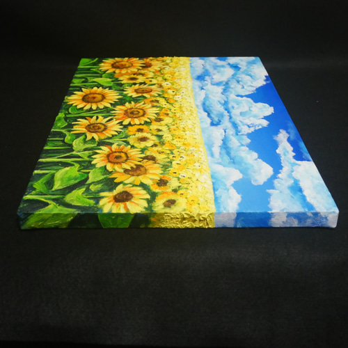 油絵 油彩 油彩画 絵 絵画【夏の向日葵畑】 絵画 HR 通販 17960857