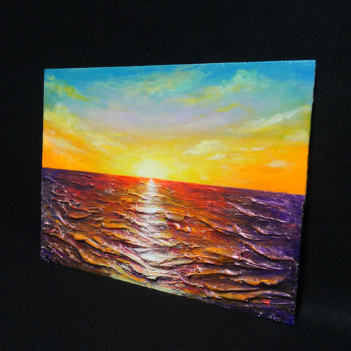 油絵 油彩 油彩画 絵 絵画【朝日に輝く海】 絵画 HR 通販 17974603