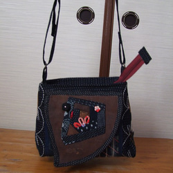 ハンドメイド・古布絣 リメイク ファスナーショルダーバック②