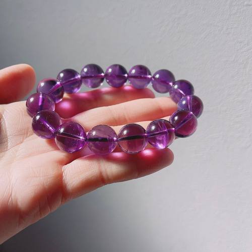 14mm 天然無処理 ウルグアイ産 アメジスト ブレスレット ブレスレット
