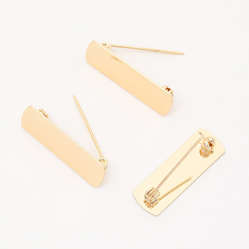 M12808 3個 プレートブローチピン ネームプレートブローチ金具 貼付け