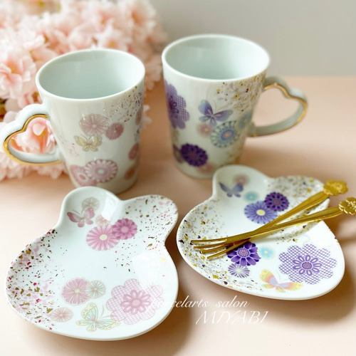 和柄蝶々の散らし金ペアセット 小皿 MIYABI 通販 17159796｜Creema