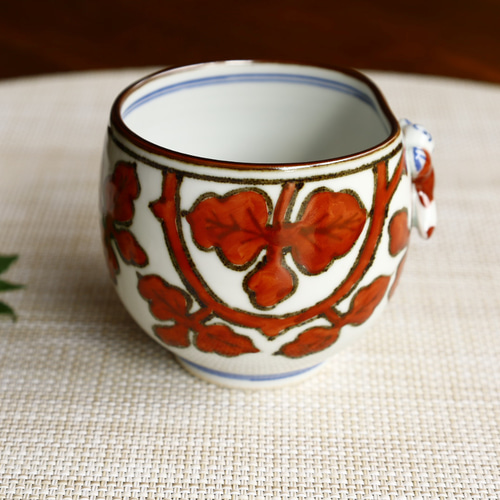 赤 一閑人葉唐草丸 湯呑み 京焼 清水焼 湯呑み 京都 陶花堂 通販