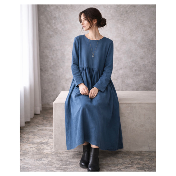 ふわふわ厚みが2倍とろみダブルガーゼギャザーワンピース／厚手ダブル