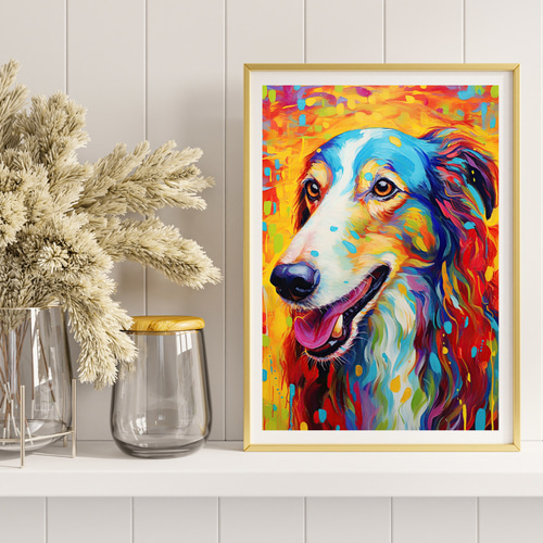 Heavenly Life（天ノ国） - ボルゾイ犬 No.3】アートポスター 犬の絵