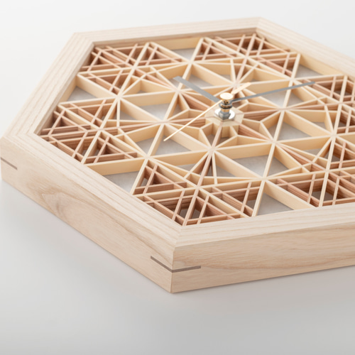 組子細工の掛け時計＊ 天然木 無塗装 掛け時計・置き時計 funny works