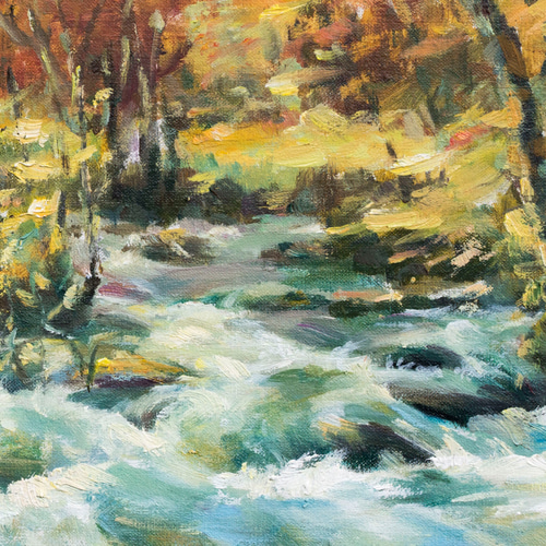 紅葉舞う奥入瀬】油絵原画 F6サイズ 一点物 豪華プレゼント付き 絵画