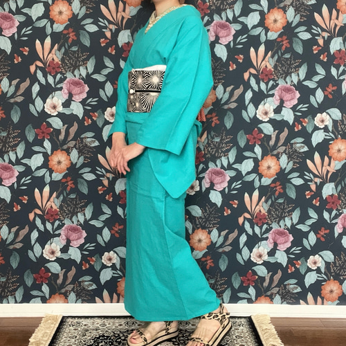 さらっと軽やか綿麻無地浴衣/コバルトグリーン 浴衣 花鹿 kajika 通販