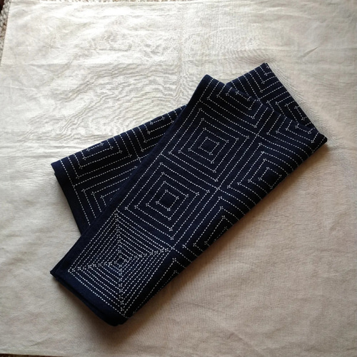 正藍染め刺し子風呂敷 枡刺し模様 その他インテリア雑貨 aokiko