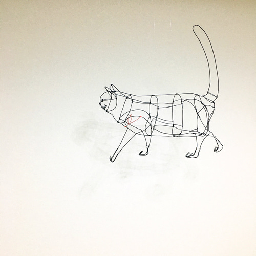 ワイヤーアート ワイヤークラフト 愛猫 猫 ねこ ネコ モビール 玄米