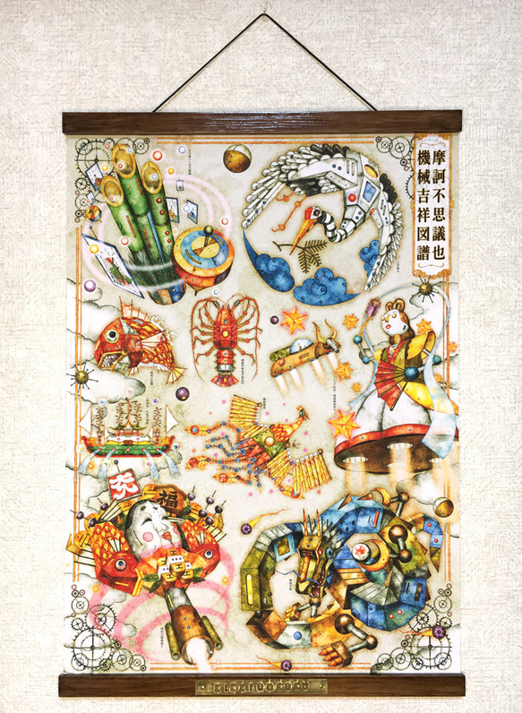 アートポスターA3サイズ ビンテージ風 ポスターハンガー セット【機械