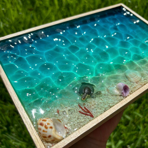 レジンアート海アートオーシャンアートトレイ