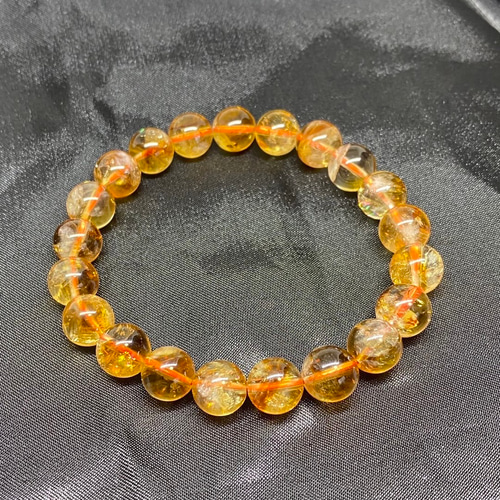 虹入り シトリンクォーツ 天然石数珠ブレスレット 高品質シトリン