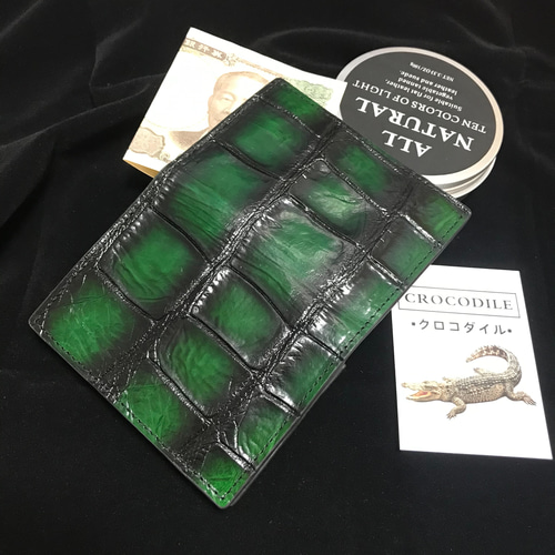 クロコダイル 名刺入れ 40枚収納 薄型 本革 メンズ カードケース 名刺