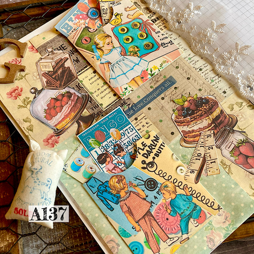 A137コラージュ素材】Gleeシール スイーツ ケーキ ジャンクジャーナル