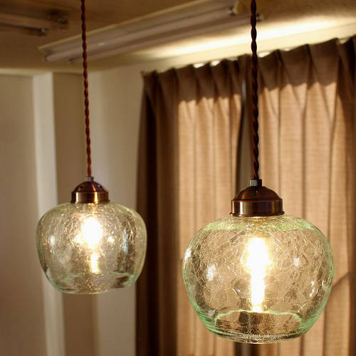 ペンダントライト ガラス ヴィンテージ風 LED電球つき 吊下げ ランプ