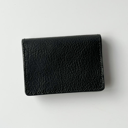 名刺入れ 名入れ可 本革 黒 シボ ブラック レザー カードケース メンズ