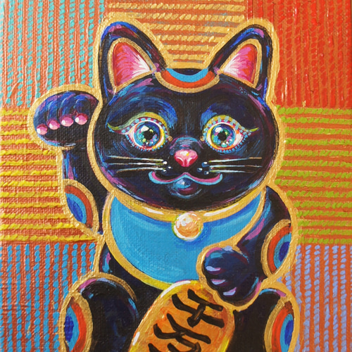 ◉一点物・再販不可】【招き猫②】縁起 アート 招財貓 ねこ ネコ 金 富