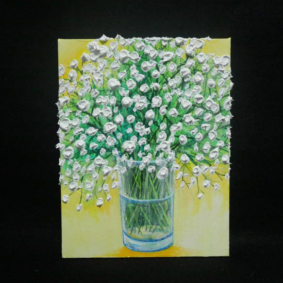 油絵 油彩 油彩画 絵 絵画 F0号【かすみ草】 絵画 HR 通販 18558260