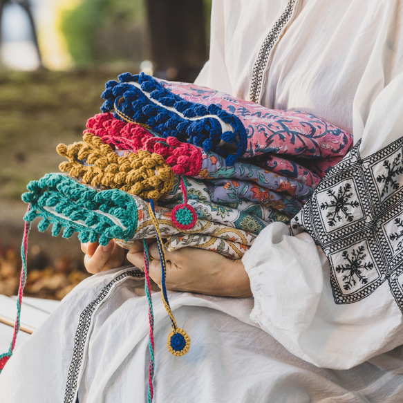 ベビーブランケット 出産祝い 手編みブランケット おくるみ インド綿