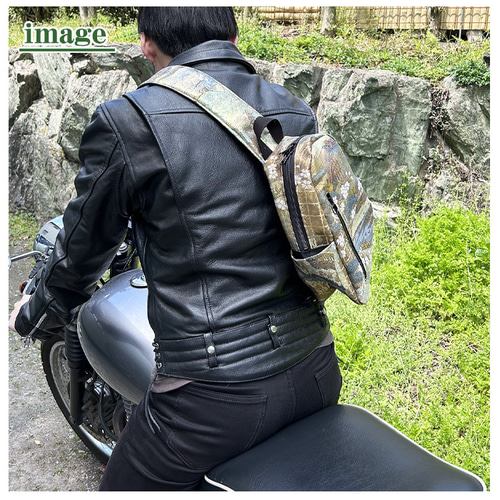 着物リメイク バッグ【帯から作ったボディバッグ（中）金茶地横縞鳳凰