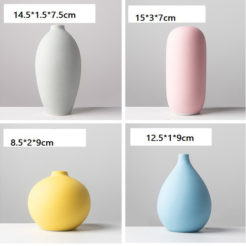 マカロンカラーの手作り陶器小花瓶 ドライフラワー 花瓶セット