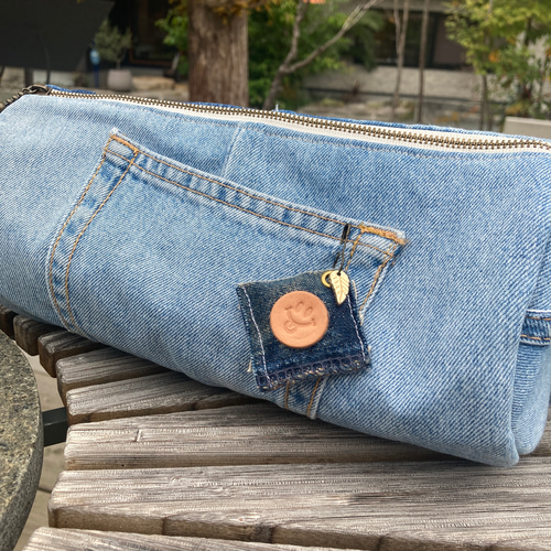 デニムリメイク】360度丸ごとかわいい！ドラム型ショルダーバッグ