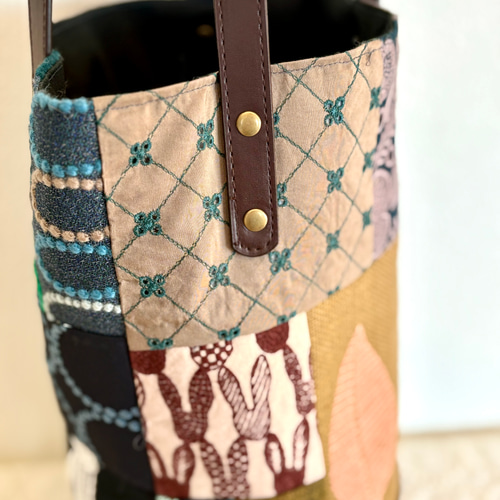 一点物 送料無料 ミナペルホネン バケツ型トートバッグ ハンドメイド