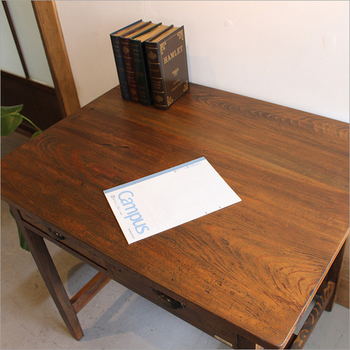 ケヤキ無垢材 ワークデスク パソコンデスク 木製 机 アンティーク 書斎