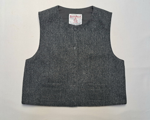 SALE40%OFF ハリスツイード ヘリンボーン柄 ラウンドカラー ベスト