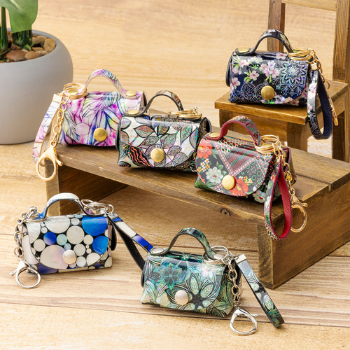 天然貝 螺鈿アート シェル ☆ Nanoバッグ （ナノバッグ）キーホルダー