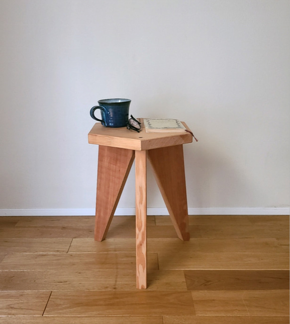 職人仕立ての六角形スツール 椅子 サイドテーブル 花台 ミニテーブル