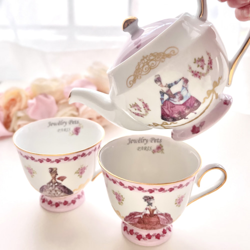 ラスト1】マリーアントワネットのかわいいピンクのティーセット 陶器