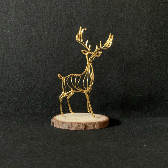 受注制作】【上質なワイヤーアート 金色ノ鹿】 ワイヤーアート