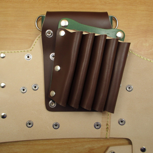 本革 ハンドメイド 8丁差し シザーケース (ブラウン×ディープグリーン
