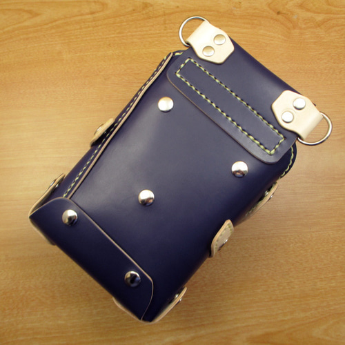 本革 ハンドメイド 8丁差し シザーケース (ネイビー×ナチュラル) SCA