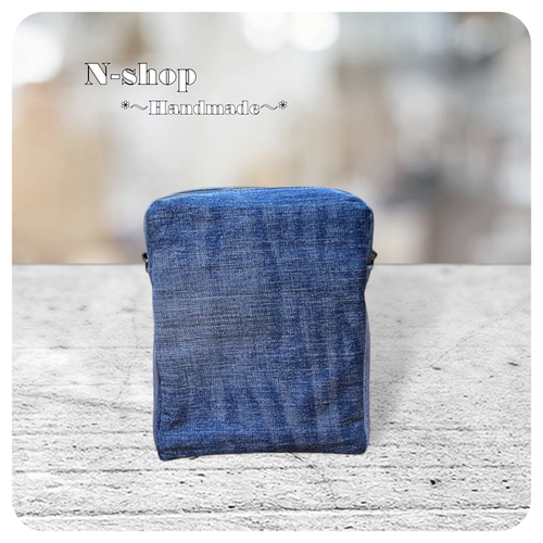 デニムリメイク♪ファスナー*スクエアショルダーバッグ❥ハンドメイド
