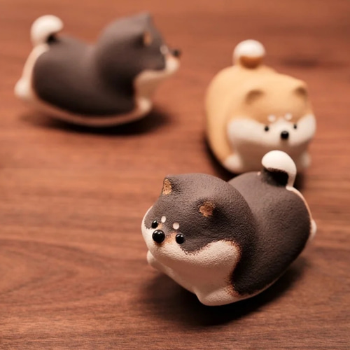 柴犬 黒柴 陶器 かわいい置き物 オブジェ インテリア だるま その他