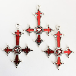 3個 大 十字架 ゴシック クロス/シルバー（C-388） チャーム 素材店