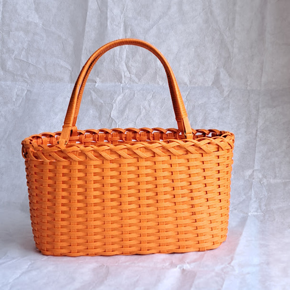 クラフトバンド】オレンジ◇ナチュラルかごバッグ かごバッグ クラフト